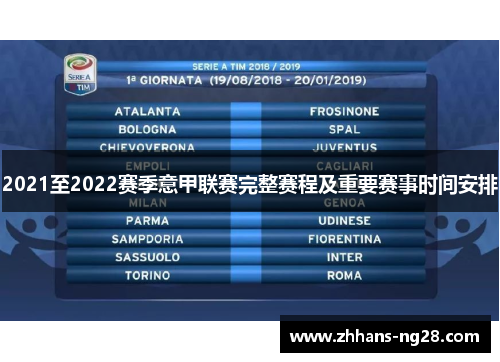 2021至2022赛季意甲联赛完整赛程及重要赛事时间安排