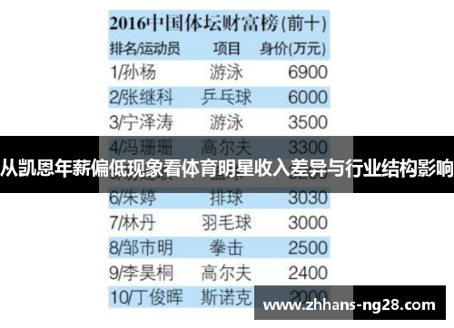 从凯恩年薪偏低现象看体育明星收入差异与行业结构影响